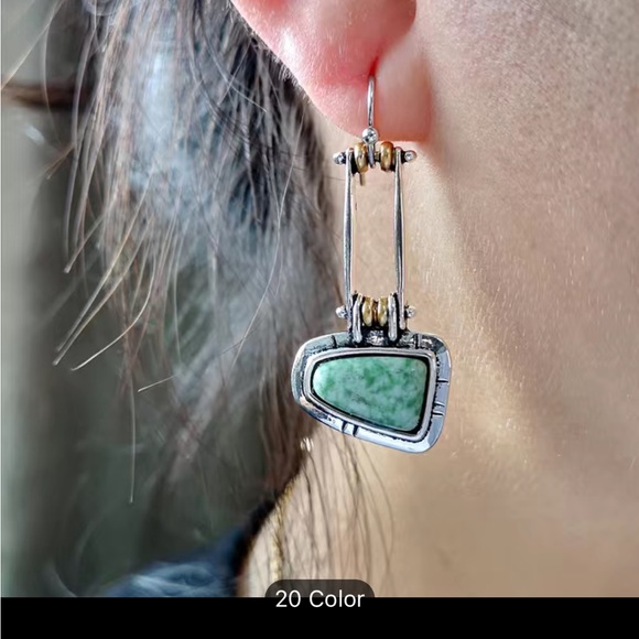 NWT Chic Natural Gemstone Turquoise Stud Hook
Dangle Earring - Picture 2 of 3